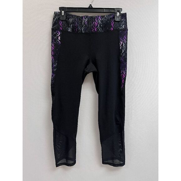 Gaiam Womens Mid rise Wide Waistband Transcend Yoga Capri Leggings Black Sz M - Picture 1 of 7